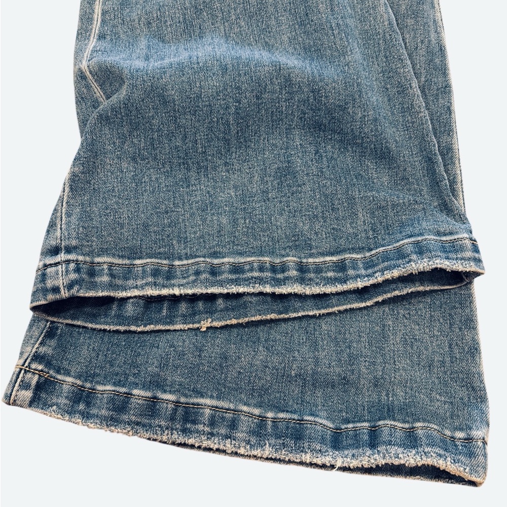 Petra Flare Jeans Size 13/30 Medium Wash High Rise Distressing Stretch - Picture 9 of 13